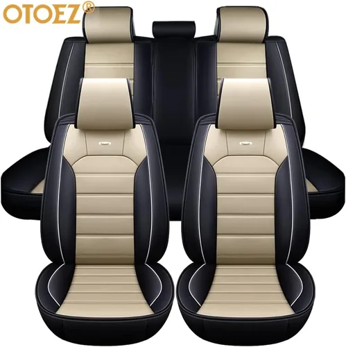 Miniatura 3 de otoez Fundas de Asiento de Coche de Piel Completas Juego Completo, 5 Asientos Fundas de Asiento de Piel Sintética para Coches, Protector de Asiento