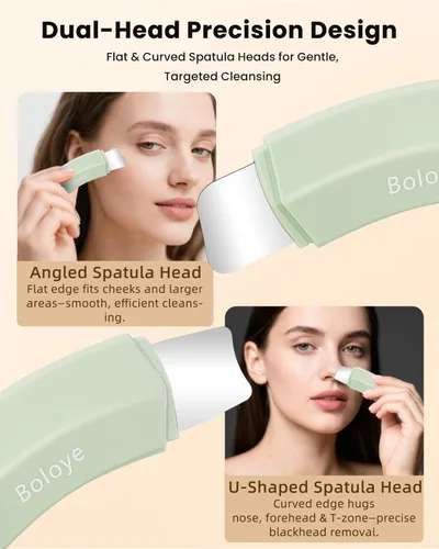 Miniatura 5 de Boloye Herramienta Eliminadora de Puntos Negros – Rascador Facial de Doble Cabezal y Limpiador de Poros para Limpieza Facial Profunda, Rascador Verde