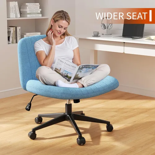 Miniatura 5 de Silla cruzada con ruedas, silla de oficina con patas cruzadas, sillas de oficina sin brazos, sillas de oficina giratorias de altura ajustable