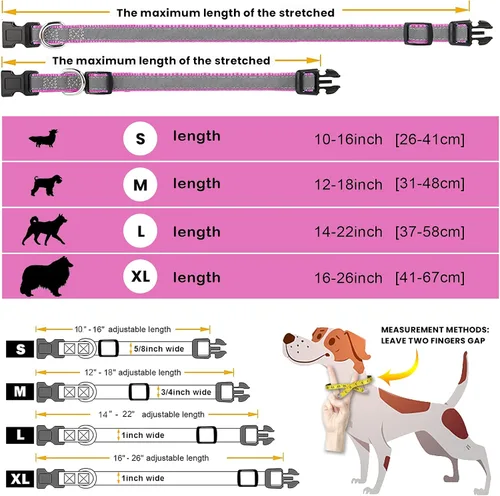 Miniatura 4 de Collares de perro personalizados, collar de perro bordado reflectante con nombre y número de teléfono en naranja, negro, rosa, rojo y cian