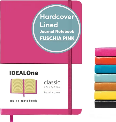 Miniatura 13 de IDEALOne Cuaderno de cuero de tapa dura forrado, A5 (5.7 x 8 pulgadas), cuadernos de diario con rayas universitarias, 160 páginas, papel grueso