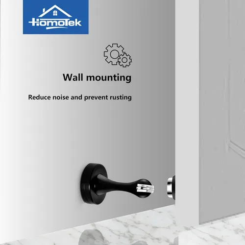 Miniatura 6 de HOMOTEK Paquete de 2 topes magnéticos para puerta, tope magnético para puerta, resistente punta de zinc y goma, soporte magnético para puerta, Negro