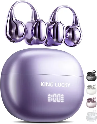 Miniatura 15 de King Lucky Auriculares de clip Gen 3, auriculares inalámbricos Bluetooth 6.0 de oreja abierta con micrófono, ajuste seguro para orejas pequeñas