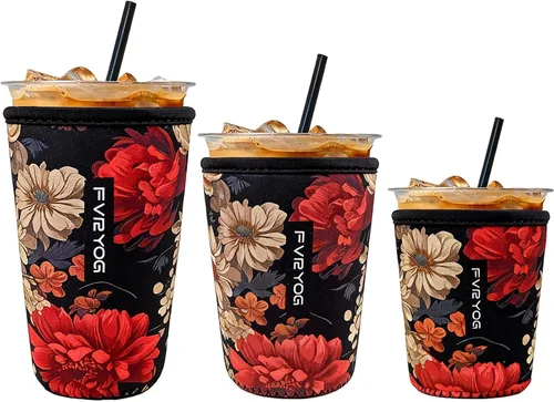 Miniatura 65 de Fundas de neopreno reutilizables aisladas para café helado, fundas para tazas de café helado, fundas para bebidas heladas y calientes