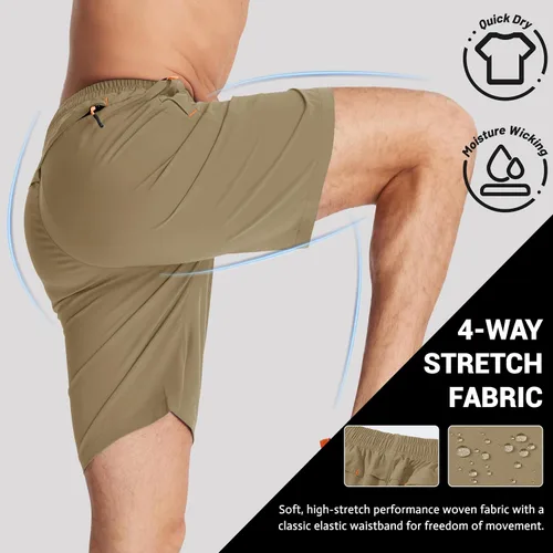 Miniatura 4 de TACVASEN Pantalones cortos deportivos para correr para hombre, 9 pulgadas, de secado rápido, pantalones cortos ligeros de verano, 3 bolsillos