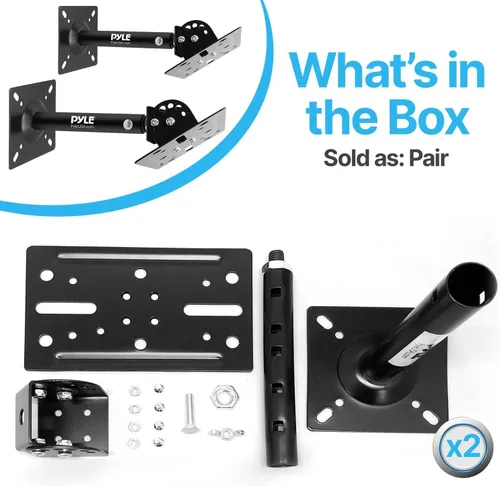 Miniatura 7 de Pyle Soporte de montaje universal para altavoz, soporte de altavoz de techo y pared con inclinación giratoria ajustable, brazo telescópico retráctil