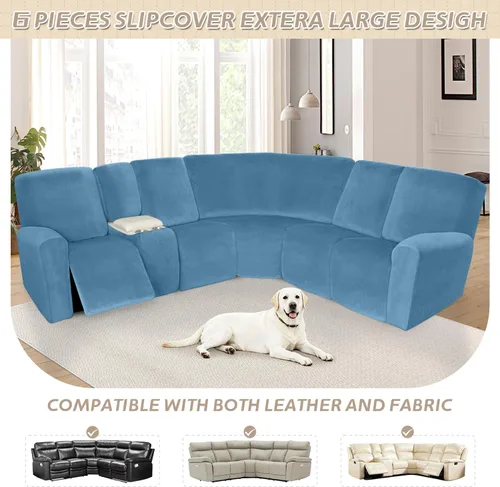 Miniatura 340 de Arfntevss Fundas de sofá seccional reclinable de terciopelo, Funda de sofá seccional de esquina para sofá reclinable, Funda elástica suave
