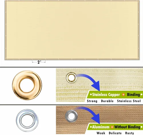 Miniatura 4 de ColourTree - Toldo de sustitución para pérgola de 8 x 12 pies, color beige, con protección UPF50 y de grado comercial - Tela de 260 GSM para patio