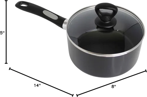 Miniatura 10 de Mirro A7972484 Get A Grip - Cacerola antiadherente de aluminio de 3 cuartos con tapa de vidrio, utensilios de cocina, color negro
