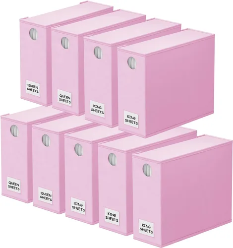 Miniatura 13 de SpaceAid Paquete de 6 organizadores y almacenamiento de sábanas, organizador de sábanas plegable con ventana para armario de lino, juego de carpetas