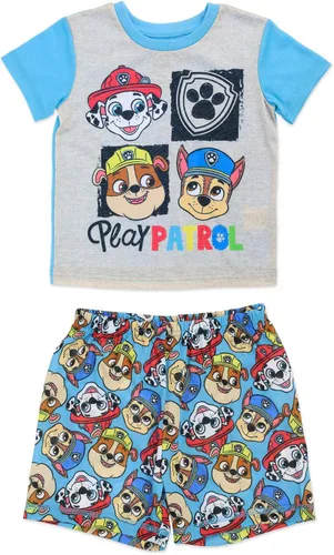 Paw Patrol Conjunto de pijama para niños, camiseta y pantalones cortos de 2 piezas