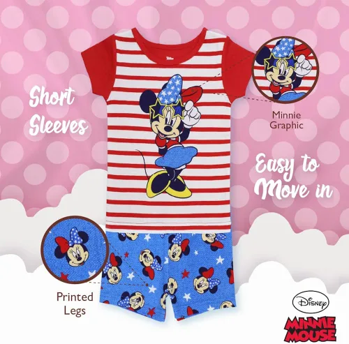 Miniatura 4 de Disney Girls' Minnie Mouse 2-Piece Snug-Fit Cotton Pajamas Set