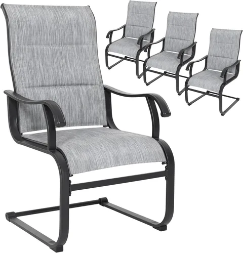 Miniatura 11 de NUU GARDEN Patio Dining Chairs Set of 2, Outdoor Textilene Chairs with High Back and Breathable Seat, for Garden Deck Backyard Porch, Grayish Beige
