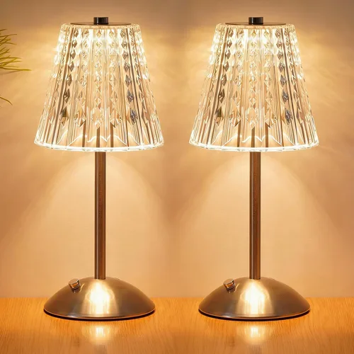 Miniatura 13 de Nusogon Lámpara de Mesa Táctil Inalámbrica, Lámpara de Escritorio Pequeña LED Recargable, 3 Colores Regulables Operada con Batería, Lámpara