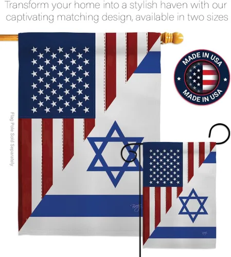 Miniatura 4 de Bandera estadounidense israelí Bandera de Israel juego de soportes de madera para banderas de pared, postes para exteriores de la casa, patio