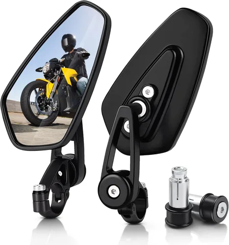 MICTUNING Espejos para motocicleta – Espejos retrovisores de extremo de barra de 2,22 cm compatibles con la mayoría de Honda Grom, Yamaha, Kawasaki,