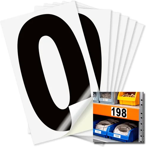 Miniatura 50 de iSYFIX Calcomanías de vinilo negro número 0 (Zero) – Paquete de 6 calcomanías de 1.5 pulgadas – Calcomanías de alta calidad, fondo reflectante