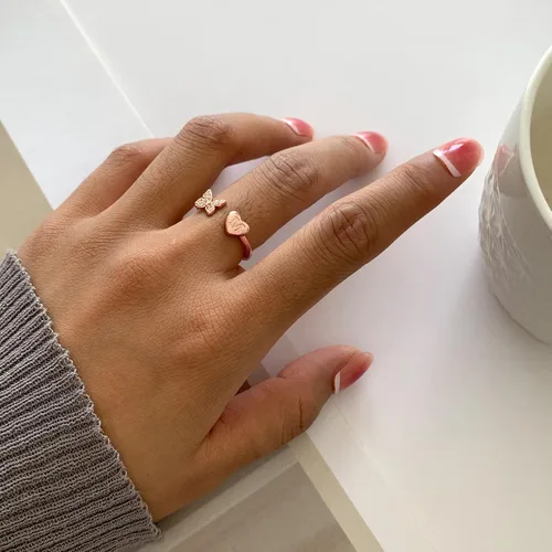 Miniatura 2 de Sora Tuki Anillo con inicial para mujer, anillo de letra de oro, anillos con inicial de plata para adolescentes y niñas, anillos ajustables de oro