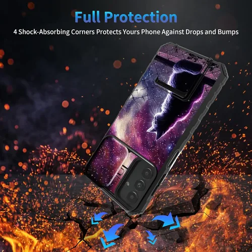 Miniatura 95 de Funda para Samsung Galaxy S22 Ultra 5G, Galaxy S22 Ultra con cubierta de cámara deslizante, funda resistente de doble capa con función atril Black