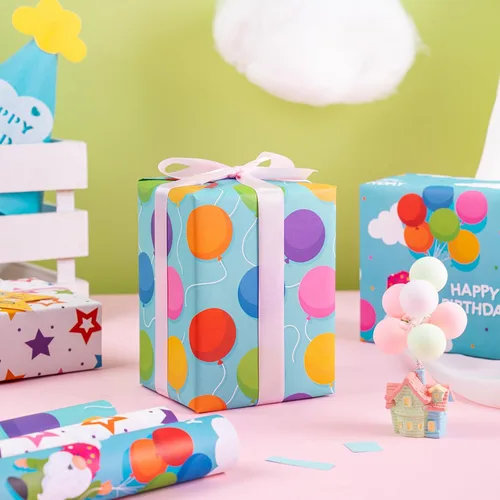 Miniatura 2 de RUSPEPA Rollos de papel de regalo de estraza, mini rollo, para cumpleaños, fiestas, vacaciones, 17 pulgadas x 10 pies por rollo, total de 3 rollos