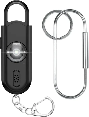 Miniatura 11 de Llavero de alarma de seguridad personal para mujeres, 2 unidades, sirena fuerte de 130 dB con luz estroboscópica SOS, linterna, altavoces dobles