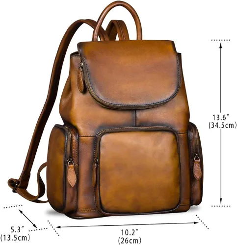 Miniatura 4 de Mochila de cuero para mujer Vintage hecho a mano casual mochila