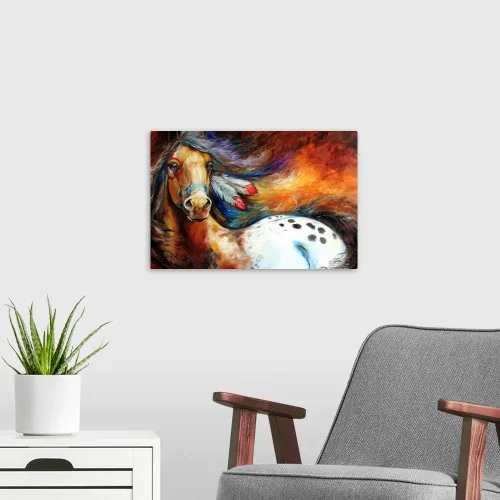 Miniatura 3 de Spirit Indian Warrior Pony - Lienzo decorativo para pared, diseño de caballo
