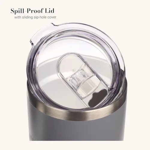 Miniatura 4 de Christian Art Gifts - Vaso de viaje de acero inoxidable de 18 oz con doble pared aislante al vacío con versículo bíblico, gris, con tapa retráctil