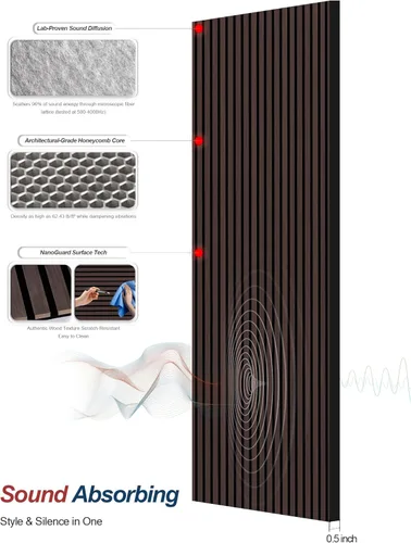 Miniatura 3 de Woven Sound Paneles de madera para pared, funcionalidad y durabilidad, diseño acanalado mejorado acústico y a prueba de sonido, decoración de pared