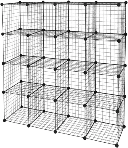 Miniatura 10 de Estante de almacenamiento de rejilla de metal, estante de almacenamiento apilable de rejilla de metal, tamaño de rejilla modular de 14 x 14