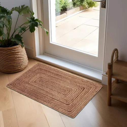 Miniatura 7 de COTTON CRAFT Alfombra de yute trenzada 100 % yute para puerta, alfombra pequeña tejida neutra reversible para entrada, cocina, sala de estar
