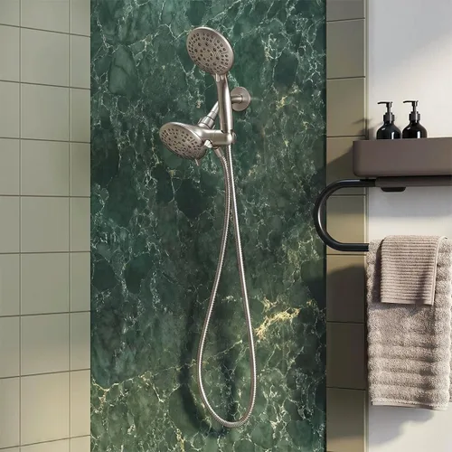 Miniatura 2 de Cobbe Cabezal de ducha de 3 vías de alta presión de 48 ajustes, ducha de mano y ducha de lluvia por separado o juntos, cabezal de ducha doble 2 en 1