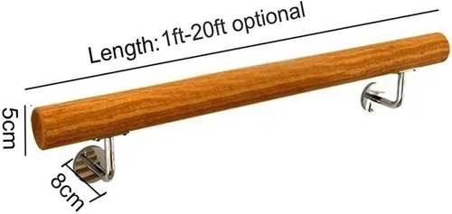 Miniatura 2 de Barras de agarre de madera, kit completo de 1 a 20 pies, barandillas antideslizantes para escaleras, barra de soporte para pasillo, villa