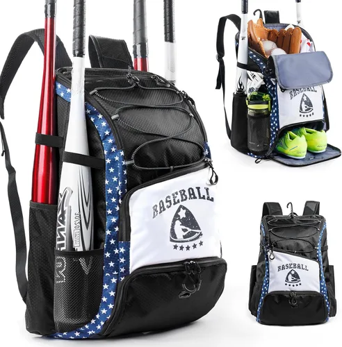 Bolsa de Béisbol para Jóvenes y Adultos con 4 Fundas para Bate - Bolsa para Bate de Sóftbol con Compartimento para Zapatos - Mochila de Béisbol para