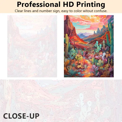 Miniatura 2 de TUMOVO Pintura de paisajes por números para adultos, kits de pintura de suculentas por números, pintura de números de cactus para adultos