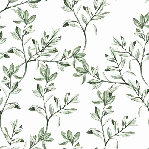 Wallercity Papel tapiz de hojas verdes y blancas, papel tapiz floral para gabinete, papel de contacto de hojas verdes, papel de contacto bohemio