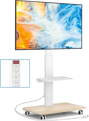 Miniatura 10 de Rfiver Soporte de TV con ruedas para televisores de 32 a 70 pulgadas, moderno soporte de TV de esquina con ruedas mejoradas, 9 niveles de altura