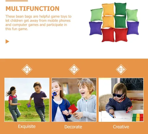 Miniatura 7 de Toyvian 10 bolsas de frijoles de nailon para lanzar pufs, divertidos deportes al aire libre, juegos familiares para juegos de lanzamiento de manos