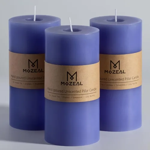 Miniatura 7 de MOZEAL Velas grandes sin perfume vertidas a mano de 3 x 8 pulgadas, sin humo, juego de 2, combustión lenta, sin goteo, aproximadamente 150 horas