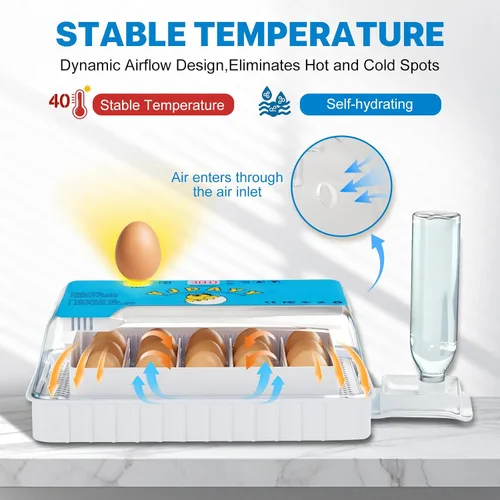Miniatura 3 de Incubadoras para incubar huevos de 15 a 35 huevos con giro automático de huevos y pantalla de temperatura ℉ Incubadora LED de aves de corral