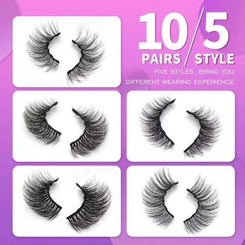 Miniatura 3 de Royaomis 10 pares de pestañas magnéticas con delineador de ojos, pestañas magnéticas de aspecto natural, kit de pestañas magnéticas, los últimos Moda