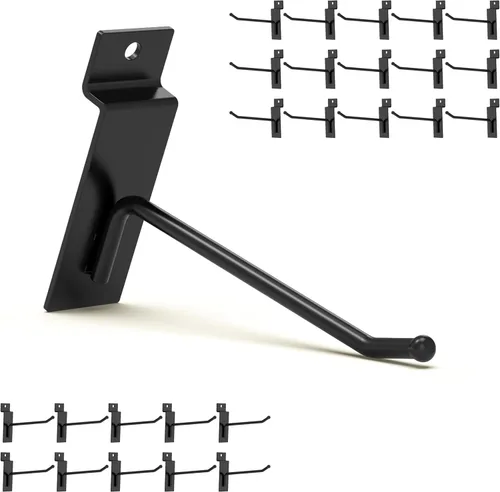 Miniatura 11 de Ganchos de Pared Ranurada Negros de 10 Pulgadas 25PC, Accesorios de Pared Ranurada Resistentes, Colgador de Herramientas de Pared Ranurada