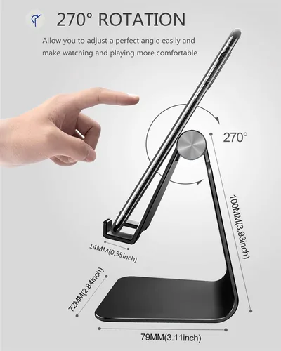 Miniatura 3 de CreaDream Soporte Ajustable para Teléfono Celular, Soporte para Teléfono, Cuna, Base, Soporte, Soporte de Escritorio de Aluminio Compatible