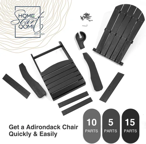 Miniatura 6 de Silla Adirondack, sillas de plástico resistentes a todo tipo de clima, con soporte para tazas, 5 pasos fáciles de instalar, sillas de exterior