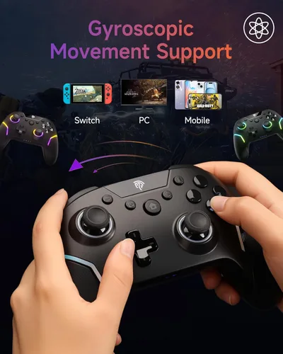 Miniatura 7 de EasySMX X20 Wireless Gaming Controller with RGB Backlit, 2-Stage Hall Effect Sticks, 1000Hz Polling Rate, 6-Axis Gyro on Multi-Platform, Mech