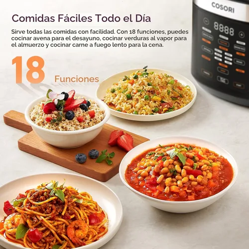 Miniatura 2 de COSORI Arrocera 10 Tazas, Mantiene Caliente 24h, Olla Interna de Cerámica Antiadherente, Arrocera Lógica Difusora de 18 Funciones con Cesta de Vapor