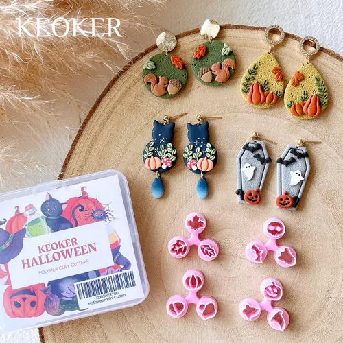 Miniatura 6 de Keoker Mini cortadores de arcilla polimérica para Halloween, mini cortadores de arcilla de otoño para hacer aretes, cortadores de aretes de arcilla