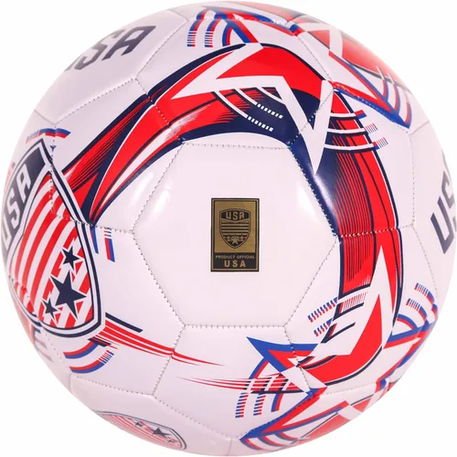 Miniatura 2 de CLASICO Balón de fútbol de Estados Unidos, tamaño 5, con base blanca limpia y colores rojo y azul, incluye bomba y aguja, para edades de 14 años