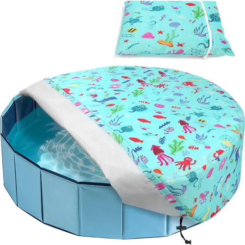 Miniatura 14 de Rypet Cubierta plegable redonda para piscina de mascotas de 71 pulgadas, fundas de piscina para niños, a prueba de fugas, lavables, accesorios