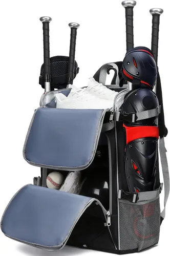 Bolsa de equipo para receptores de béisbol y sóftbol para casco, protector de pecho, protectores de piernas, tacos, mochila grande de béisbol y